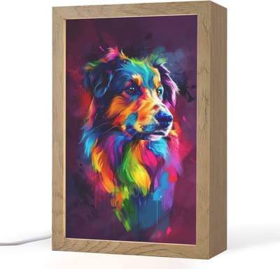 Nachtlampje 20x30 cm - Kinder lampje - Hond - Kleurrijk - Dier - Dierenhoofd - Tafellamp kinderkamer - Slaapkamer lamp - Bedlamp kinderen - Kinderlampje stopcontact - Wandlamp babykamer - Nachtlampjes
