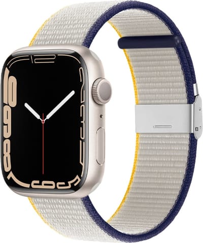 Nylon bandje - geschikt voor Apple Watches 1/2/3/4/5/6/7/8/9/SE/SE 2 met case size 38 mm / 40 mm / 41 mm en Watch 10 (42 mm) - gebroken wit