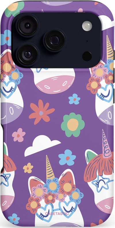 Casetastic hoesje geschikt voor Apple iPhone 17 Pro - MagSafe - Dubbellaagse bescherming - Eenhoorn Magie - Fashion Case - Lavendel Wit Lichtroze