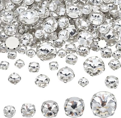 120 Pcs Flat Round Crystals - Duidelijke Strass Steentjes met Platina Gecoate Basis voor Kledingdecoratie, Handwerk en DIY Projecten