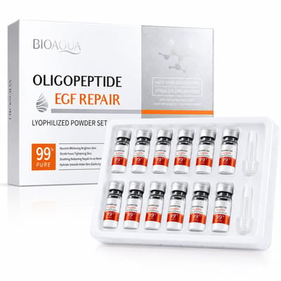 BIOAQUA Oligopeptide Serum | Gevriesdroogd Gezichtsserum met Hyaluronzuur | Hydraterende Gezichtsverzorging | Met Oligopeptide-1 & Collageen | Voor een Gladdere en Stralende Huid | 6x Poeder + 6x Essence