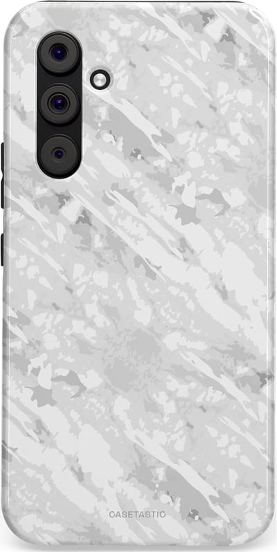 Casetastic hoesje geschikt voor Samsung Galaxy A54 (2023) 5G - Dubbellaagse bescherming - Winterse Camouflage - Fashion Case - Lichtgrijs Wit
