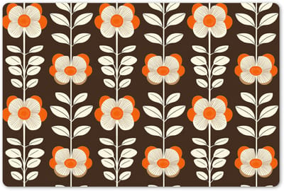 Placemats 45x30 cm - Placemat kunststof - 1 stuk - Bloemen - Retro - Bruin - Borden onderleggers - Decoratie voor op tafel - Keuken tafeldecoratie accessoires - Vinyl onderlegger - Tafelversiering