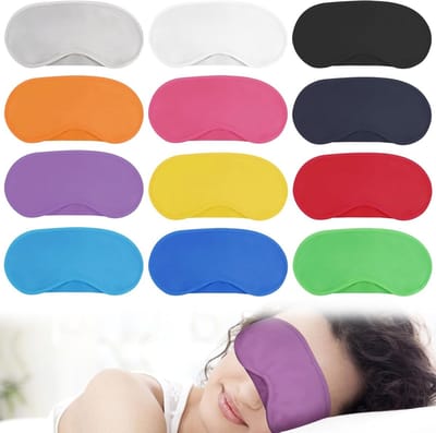 Set van 12 Multicolore Oogmaskers voor Slaap, Comfortabele Oogbedekking voor Reis en Power Naps, Lichtgewicht Slaapmaskers met Neusbrug en Elastische Band