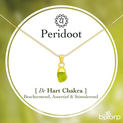 Bixorp Ruwe Peridoot Ketting - Goud Verguld S925 Zilver + Edelsteen Hanger - Onbewerkte Steen - Spirituele Chakra Ketting met Cadeau Kaartje - 45cm + 5cm verstelbaar