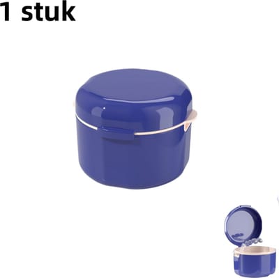 1 stuk - opbergdoos voor beugelreiniging - weekbak - baddoos voor kunstgebitten - dubbellaags reinigingsfilter - multifunctionele draagbare opbergdoos - saffierblauw
