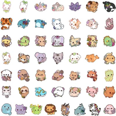 50 stuks Schattige Cartoon Dieren Graffiti Stickers - Waterdichte Decoratie Voor Waterbeker Computer Animewerelden Winkel white