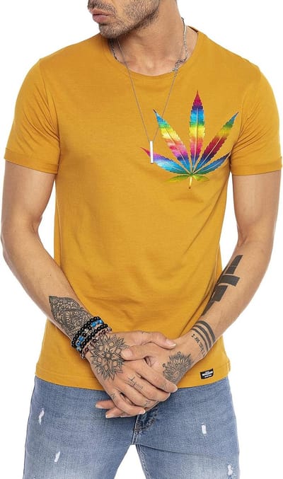 Heren T-shirt met Rainbow Foil 'Legalize It' Print - Slimfit Zomer Shirt