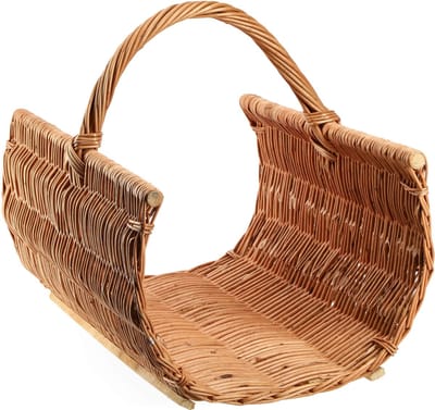 KADAX Houten draagmand, brandhoutmand van wilgenhout, decoratieve schoorsteenmand met handvat, natuurkleurige mand voor hout, draagmand voor opslag (46 x 60 x 40 cm)