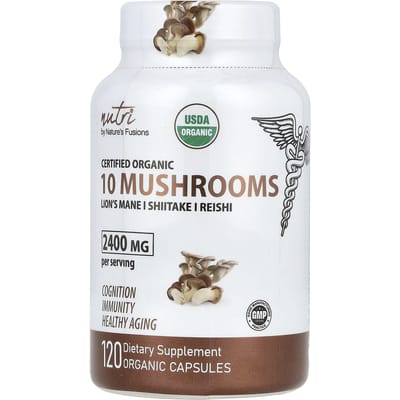 10 Biologische Paddenstoelen, Reishi Paddenstoelen, Shiitake Paddenstoelen, Reishi Paddenstoelen, 120 Biologische Capsules