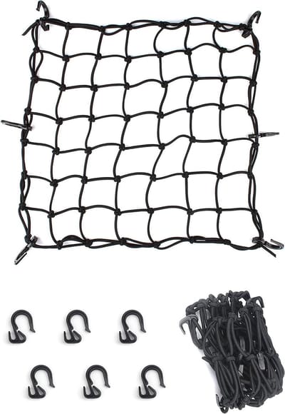 Vrachtnet Motorfiets - Bagagenet Bungee - Lading Zekeren - Kleinmazig Ontwerp - 80 cm x 80 cm - Zwart