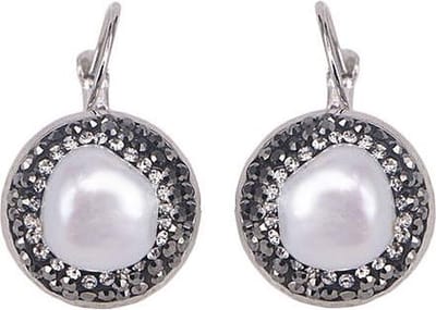 Zoetwater parel oorbellen Bright Dangling Pearl - oorhanger - echte parels - wit - stras stenen - sieraden doosje - parel oorbellen dames
