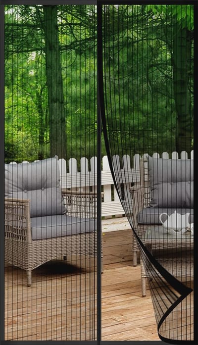 Vliegengaas Deuren Netten - Magnetisch Insectenscherm voor Buiten - Hordeur voor Frisse Lucht en Natuurlijke Lichtinval (120 x 220 cm, Zwart)