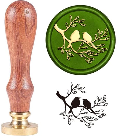 Dailygoody - Houten handvat met vogels - Waszegel voor bruiloft - Decoratie voor Valentijnsdag - Wenskaart - Creatieve uitnodiging - Geschikt voor fee