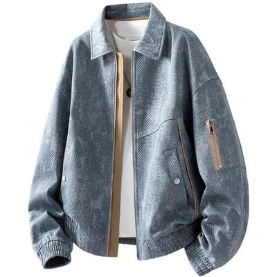 Nieuwe Grote Maat Jas Heren Revers Jacquard Imitatie Denim Verdikt en Vergroot 6XL