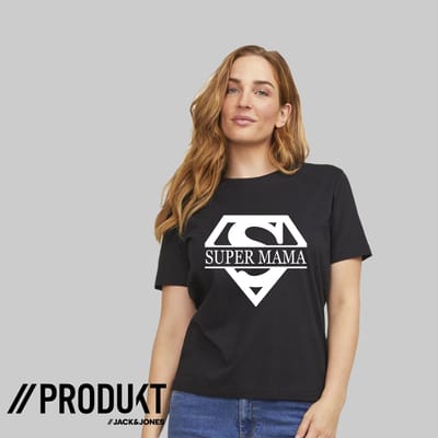 T-shirt Super Mama - Persoonlijk cadeau voor Mama -Maat M -Kleur Zwart - Leuk cadeau voor Moederdag