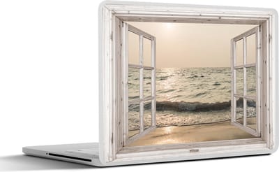Laptop sticker - 13.3 inch - Doorkijk - Zee - Strand - 31x22,5cm - Laptopstickers - Laptop skin - Cover