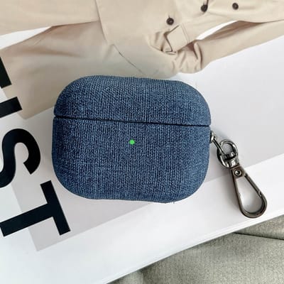 Telestore - Hoesje geschikte voor AirPods 4 - Stof kleding hoesje Beschermhoes - Shockproof AirPods 4 Cover - AirPods 4 Hoesje - Geschikt voor Apple Airpods 4 - blauw - stoffen shockproof cover