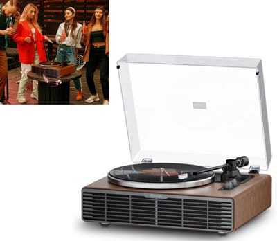 ECTEATOY® Platenspeler met Ingebouwde Luidsprekers - Bluetooth Platenspeler HiFi - 2 Snelheden (33/45 RPM) - Phono Voorversterker & Magnetisch Element - Walnoot - Bluetooth Platenspeler - Draaitafel voor Vinyl LP