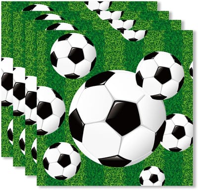 Dailygoods- Voetbalservetten 20 Stuks - Servettenhouder - Papieren Servetten - Servetten Pasen - Servetten Bloemen - Geschikt voor Feestjes