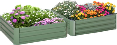 Outsunny plantenbak - met open onderbouw - en stalen frame - groen