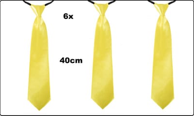 6x Stropdas geel 40cm x 10cm - Festival themafeest yellow party fun evenement Carnaval thema