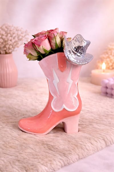 Bloemenvaas – Laars met Disco Hoed  | Viva Femme | Kaarsen | Decoratie | Cadeau