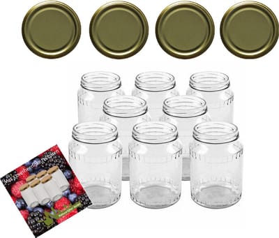 Glazenpotten - glazen pot - inmaak 700 ml met twist-off deksel goud 8 stuks