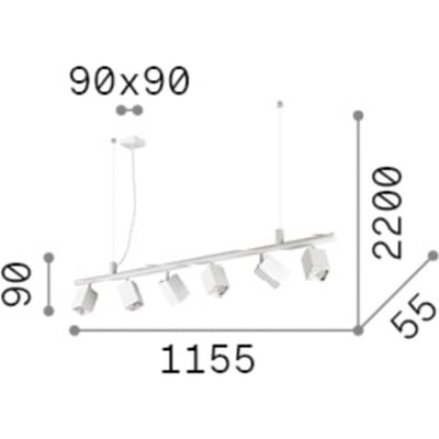 IDEAL LUX hanglamp Dynamite Square, wit, 6-lamps