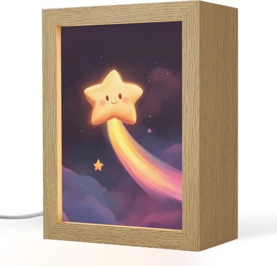 Nachtlampje 15x20 cm - Kinder lampje - Ster - Gezichtje - Lichtgevend - Tafellamp kinderkamer - Slaapkamer lamp - Bedlamp kinderen - Kinderlampje stopcontact - Wandlamp babykamer - Nachtlampjes