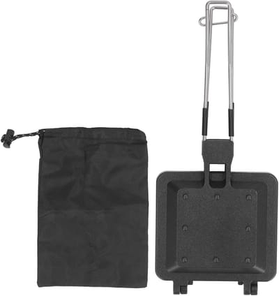 Tosti-ijzer - Ontbijtmaker Pers - Kamperen Buiten Koken - Opvouwbaar Draagbaar - 20 x 15 cm - Zwart