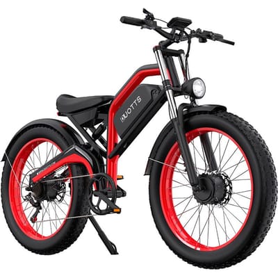 DUOTTS N26 zwart rood/blauw wit 750W*2 dubbele motorvermogen+48V20AH Samsung batterij, 26 * 4.0-inch banden maximale snelheid 50KM/H stads elektrische fiets Black Red