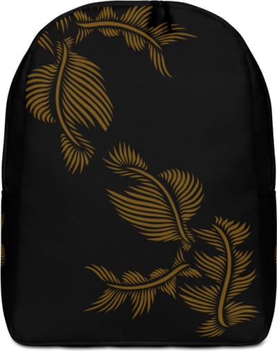 Rugzak met voorvak - design - Lines 4 Peace - 15 inch Laptopvak - unisex - waterafstotend - verborgen vak achter - 20L- zwart hazelnoot bruin