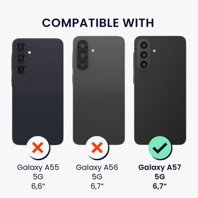 kwmobile telefoonhoesje geschikt voor Samsung Galaxy A57 5G hoesje - Smartphone case met 2x screenprotectors - Mobiele telefoon cover in transparant