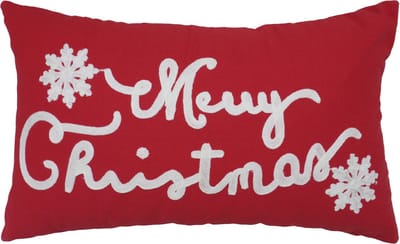 Urbane Hide | Kerst Kussenhoes | Kussenhoezen | Kussenhoesjes | Christmas | Geborduurd | Vrolijk Kerstfeest | 30x50 CM | Katoen | Rood/Wit | Zonder binnenkussen