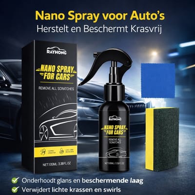 Rayhong Classic - Keramische Auto Coating Spray - Met Nano Silica & Polysiloxaan - 9H Hardheid, Waterafstotend & Krasbestendig - Verwijdert Vogelpoets, Roest & Waterkringen, Herstelt Glans - Inclusief Sponge & Doek, 1 Set