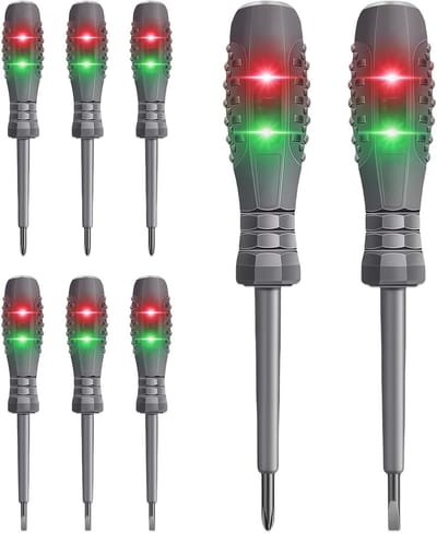 Set van 8 Fase Testers en Schroevendraaiers, 2-in-1 Spanningstester met Sterke Kracht en Magnetische Punt, Ideaal voor DC Circuitdetectie en Elektrische Klussen