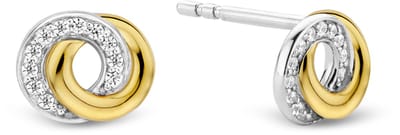 TI SENTO Dames Oorbellen - 925 zilver - Zirkonia met geel verguld - 7784ZY