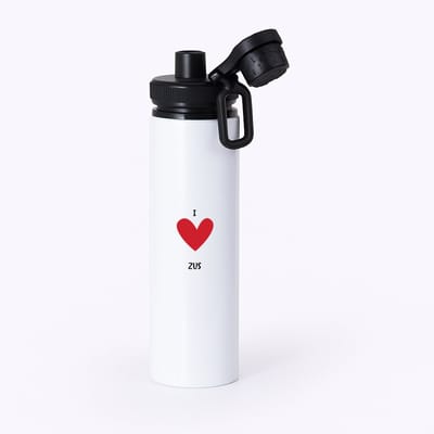 Hacebo® - Ik hou van mijn zus waterfles met draaidop zwart - Zus - de liefste zus - cadeau voor je zus - familie - hartje - love - water fles - 850ML