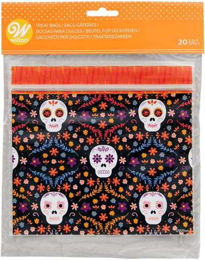 Wilton Traktatie Zakjes - 20 Stuks - Halloween Schedels - Snoepzakjes