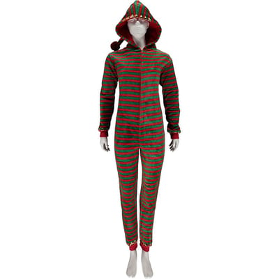 Apollo - Kerst Onesie - Elfje - Multi Groen/Rood - Maat S/M - Kerst Pyjama - Kerst onesie volwassenen - Onesie volwassenen - Kerst Elfje onesie
