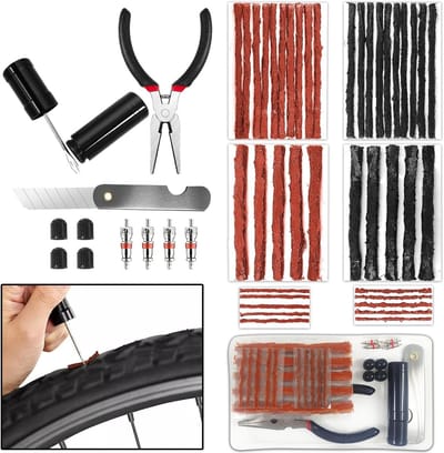 Bandenreparatieset - Universele Kit - Tubeless Banden - 51 Delige Set - Heavy Duty - Zwart Bruin