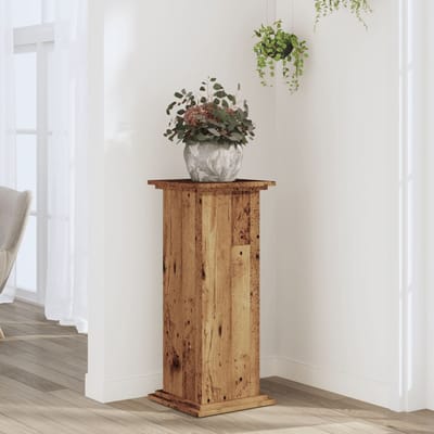vidaXL - Plantenstandaard - 33x33x80 - cm - bewerkt - hout - oud - houtkleurig