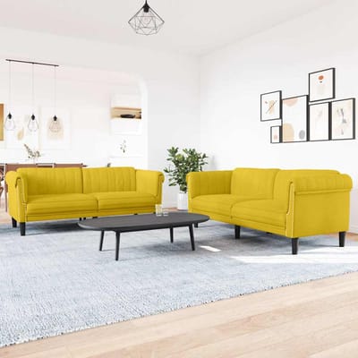 vidaXL - 2-delige - Loungeset - fluweel - geel
