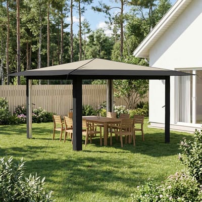 vidaXL - Gazebo - zonder - Zijwand - 4 - x - 4 - m - Crème - en - Antraciet