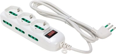 Meervoudige Contactdoos met 9 Stopcontacten, 1,5m Kabel en Hoekstekker