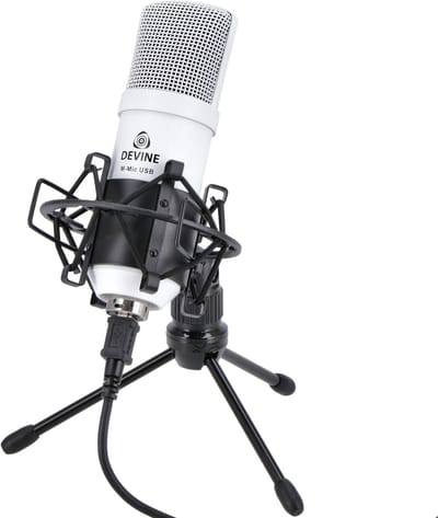 USB Condensatormicrofoon - incl. statief - Met gratis lessen - Devine M-Mic USB W - Wit