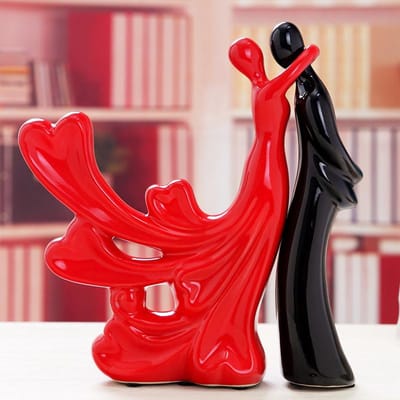 Creatieve Keramische Ornamenten voor Koppels Woonkamer Muziekkamer Wijnkast Huisaccessoires Huwelijksgeschenk Ornamenten 25CM black