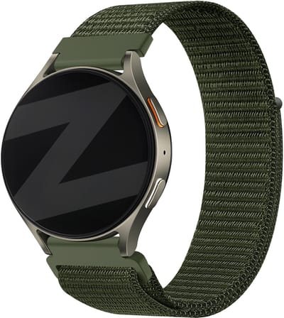Bandz Smartwatch bandje 20mm nylon 'Easy fit' met klittenband - geschikt voor Samsung Galaxy Watch 4 / 5 / 6 / 7 (Classic / Pro) / 3 - 41mm / Active - 40 & 44mm / FE - Amazfit GTS 1-2-3-4 - Polar Ignite / Unite / Pacer (groen)