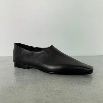 Lente Designer Zacht Leer Dames Loafers Elegante Ondiepe Vierkante Neus Schoenen Dames Instappers Platte Schoenen 38 zwart